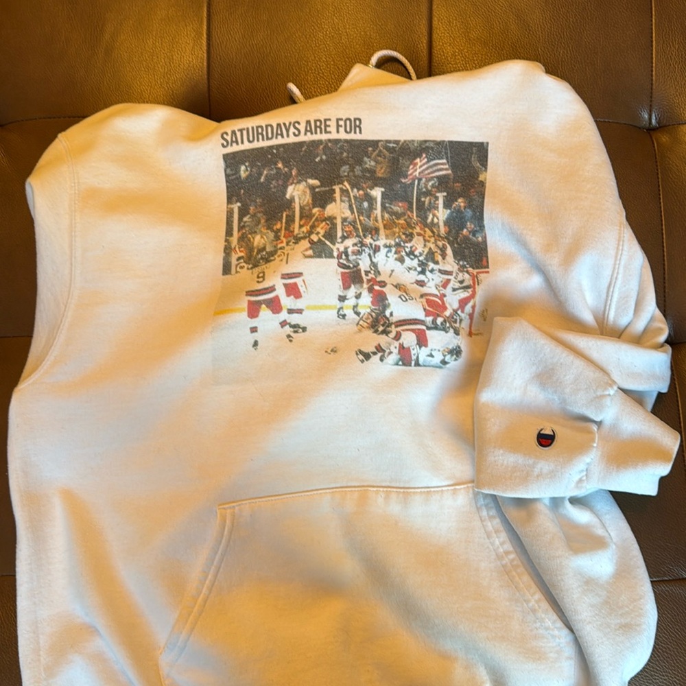 Miracle on ice champion Barstool Sports limited edition Large White hoodie saftb